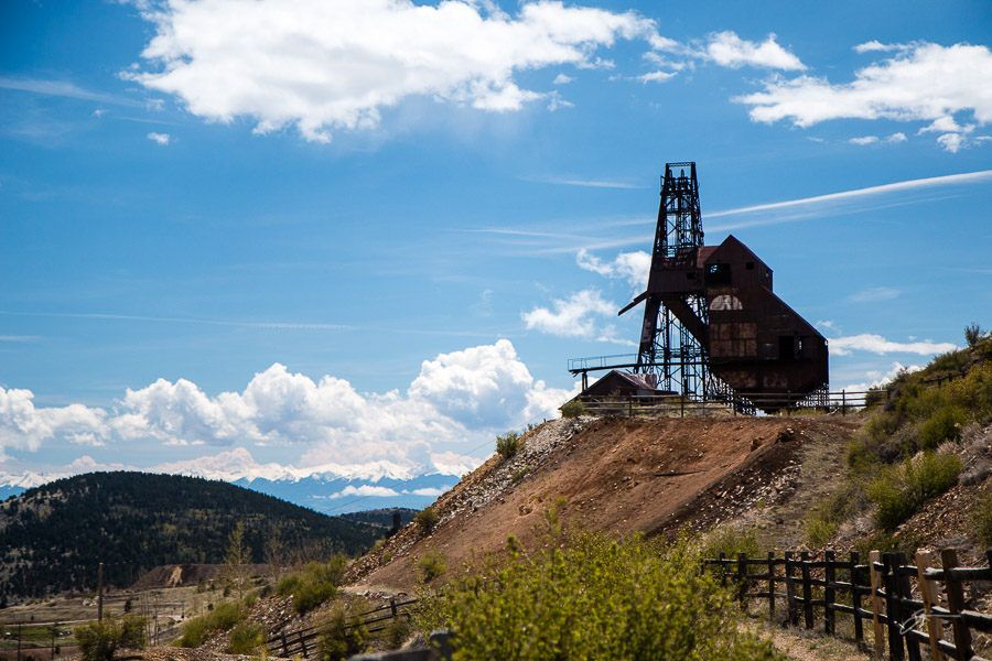 Abandoned mining equipment near Victor