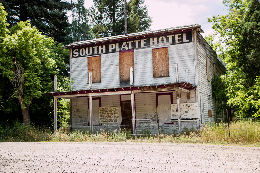 Abandoned hotel on South Platte River