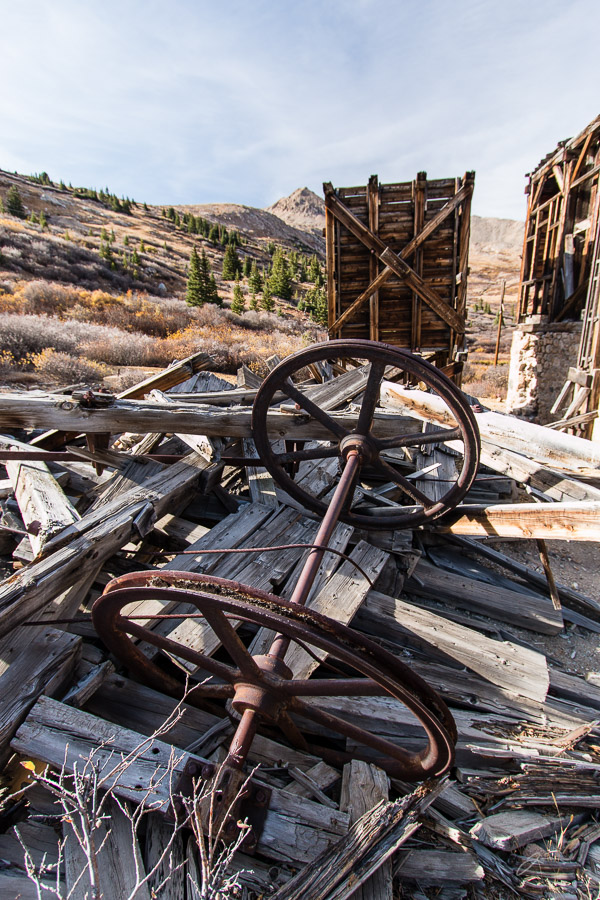 Abandoned mine equipment on Mosquito Pass