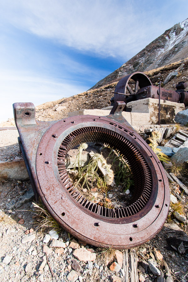 Abandoned mine equipment on Mosquito Pass