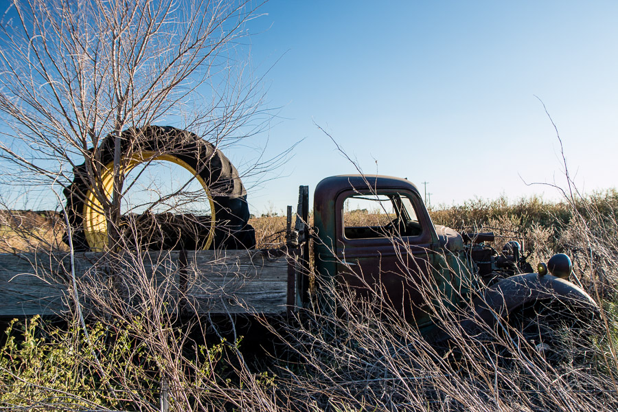 Abandoned truck on US 50 outside Pueblo