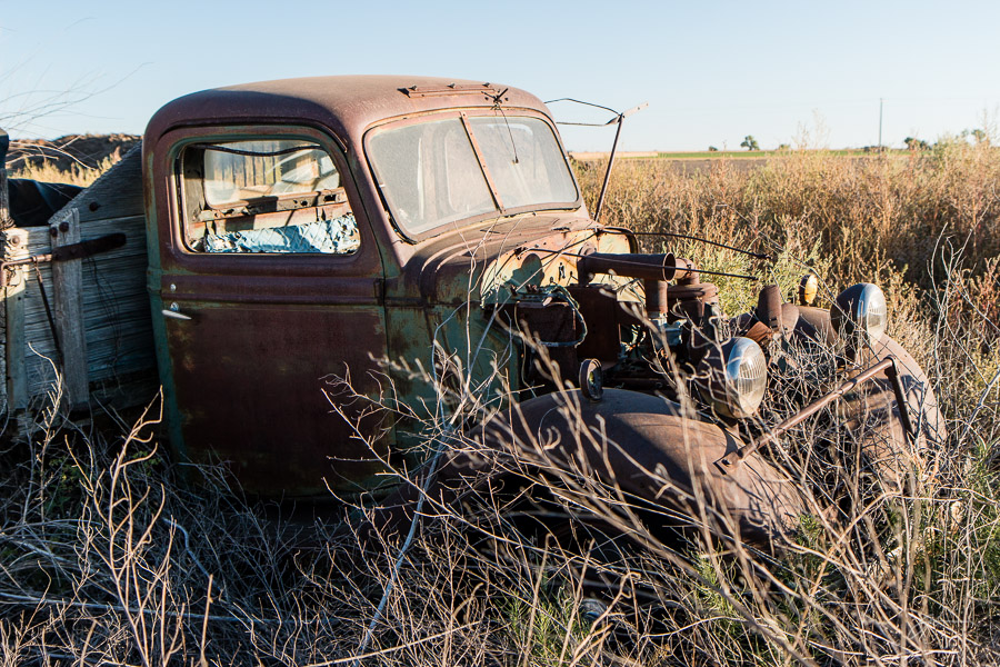 Abandoned truck on US 50 outside Pueblo